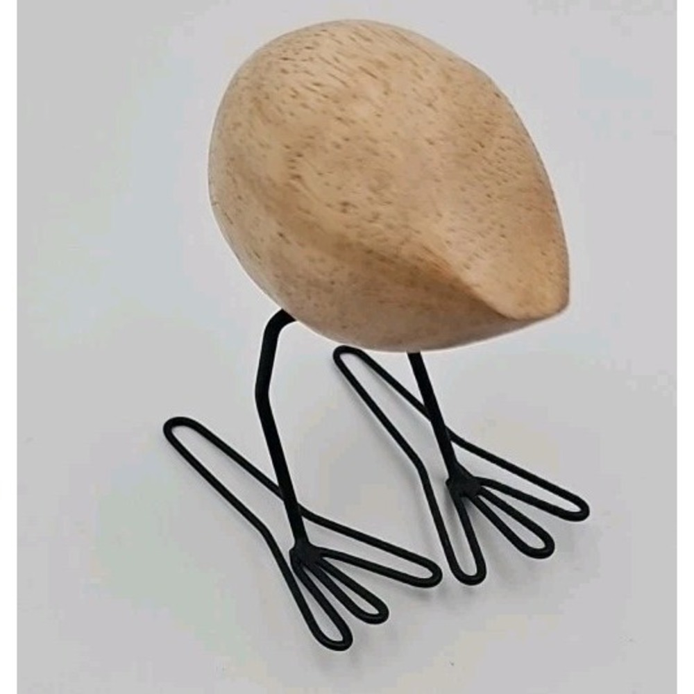 Ikea Fiskelage MCM-Style Bird Figurine Sculpture Wood Wire Abstract Approx 3"